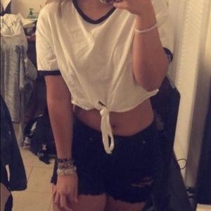 Knotted Hem Ringer Tee